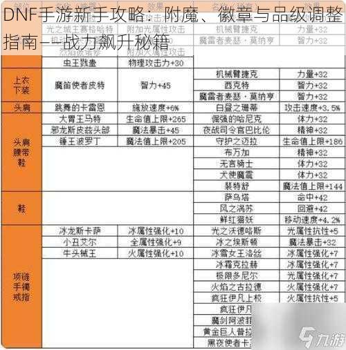 DNF手游新手攻略：附魔、徽章与品级调整指南——战力飙升秘籍